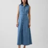 Ultrazachte denim maxi-shirtjurk