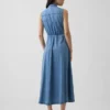 Ultrazachte denim maxi-shirtjurk
