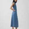 Ultrazachte denim maxi-shirtjurk