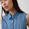 Ultrazachte denim maxi-shirtjurk