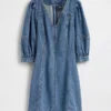 Ultrazachte denim mini-jurk met pofmouwen