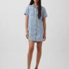 Ultrazachte denim mini-shirtjurk