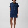 Ultrazachte denim mini-shirtjurk