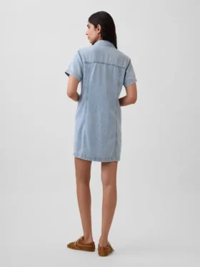Ultrazachte denim mini-shirtjurk