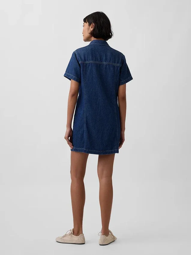 Ultrazachte denim mini-shirtjurk