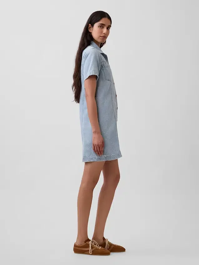 Ultrazachte denim mini-shirtjurk