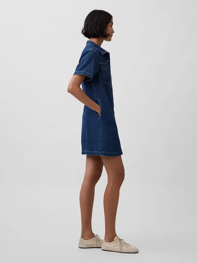 Ultrazachte denim mini-shirtjurk
