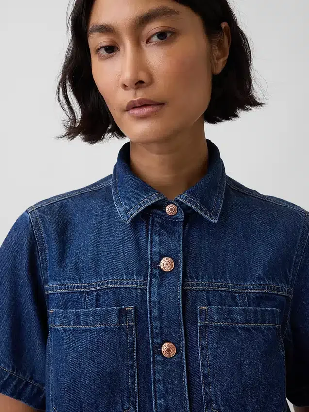 Ultrazachte denim mini-shirtjurk