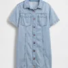 Ultrazachte denim mini-shirtjurk