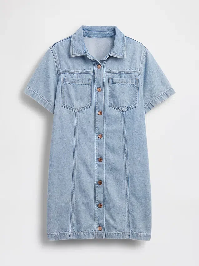 Ultrazachte denim mini-shirtjurk