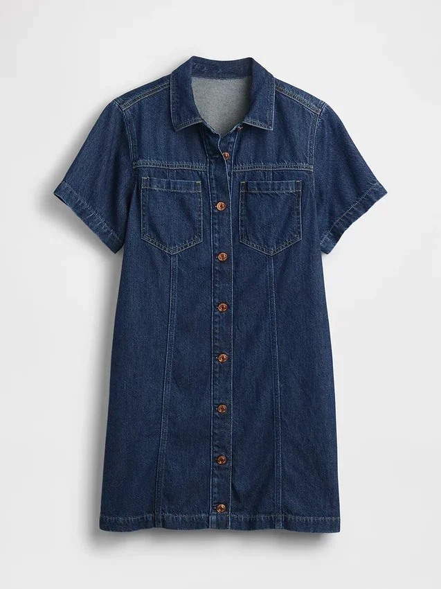 Ultrazachte denim mini-shirtjurk