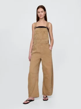 Ultrazachte denim-overall met hoefijzervormige schouderbanden