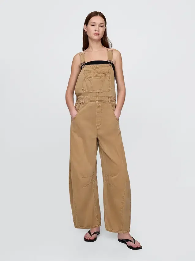 Ultrazachte denim-overall met hoefijzervormige schouderbanden