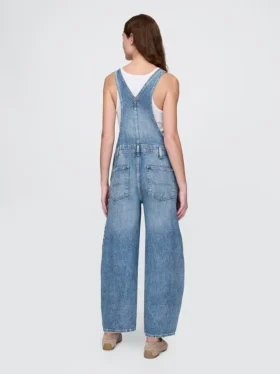 Ultrazachte denim-overall met hoefijzervormige schouderbanden