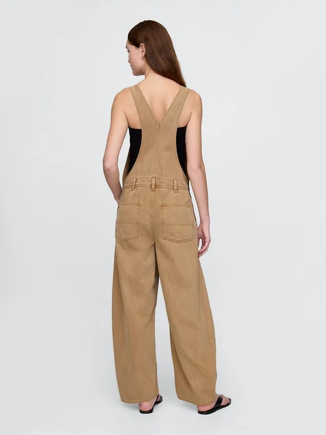 Ultrazachte denim-overall met hoefijzervormige schouderbanden