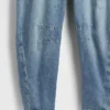 Ultrazachte denim-overall met hoefijzervormige schouderbanden