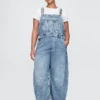Ultrazachte denim-overall met hoefijzervormige schouderbanden