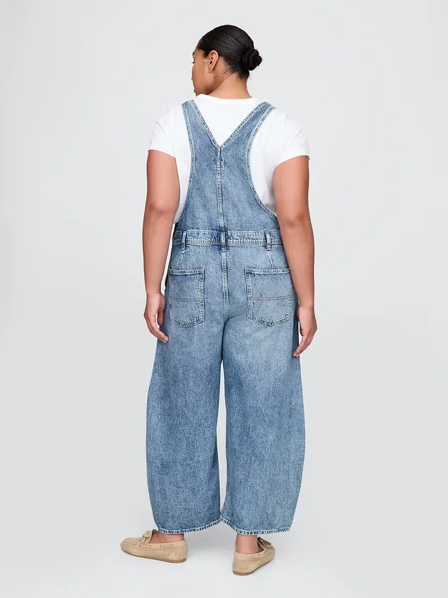 Ultrazachte denim-overall met hoefijzervormige schouderbanden