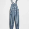 Ultrazachte denim-overall met hoefijzervormige schouderbanden