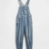 Ultrazachte denim-overall met hoefijzervormige schouderbanden