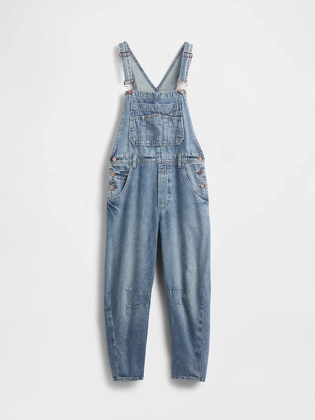 Ultrazachte denim-overall met hoefijzervormige schouderbanden
