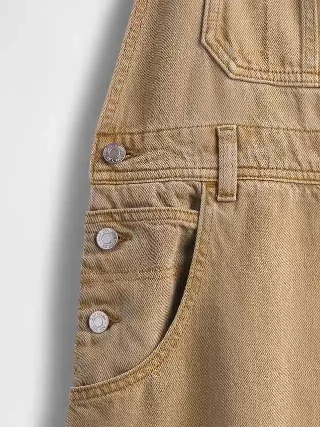 Ultrazachte denim-overall met hoefijzervormige schouderbanden