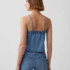 Ultrazachte denim top met naad en vierkante hals