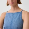 Ultrazachte denim top met naad en vierkante hals