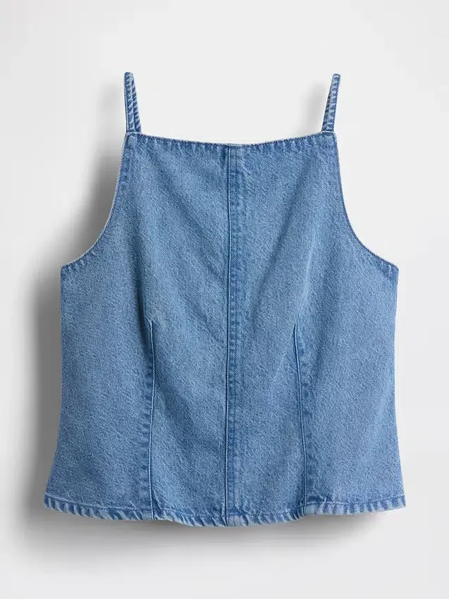 Ultrazachte denim top met naad en vierkante hals