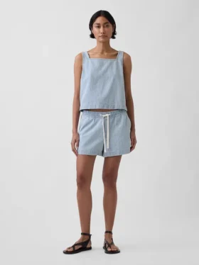 Ultrazachte denimkorte broek met strepen