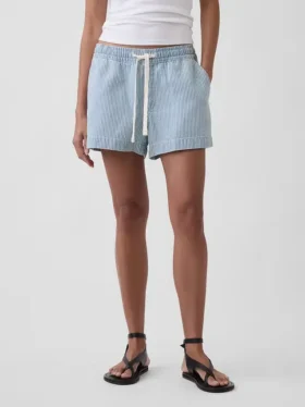 Ultrazachte denimkorte broek met strepen
