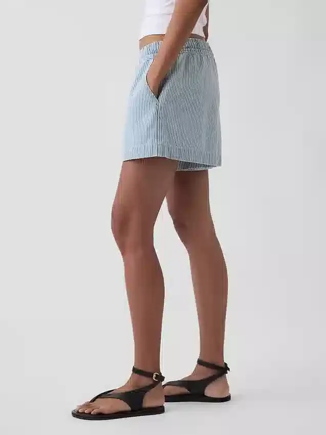 Ultrazachte denimkorte broek met strepen
