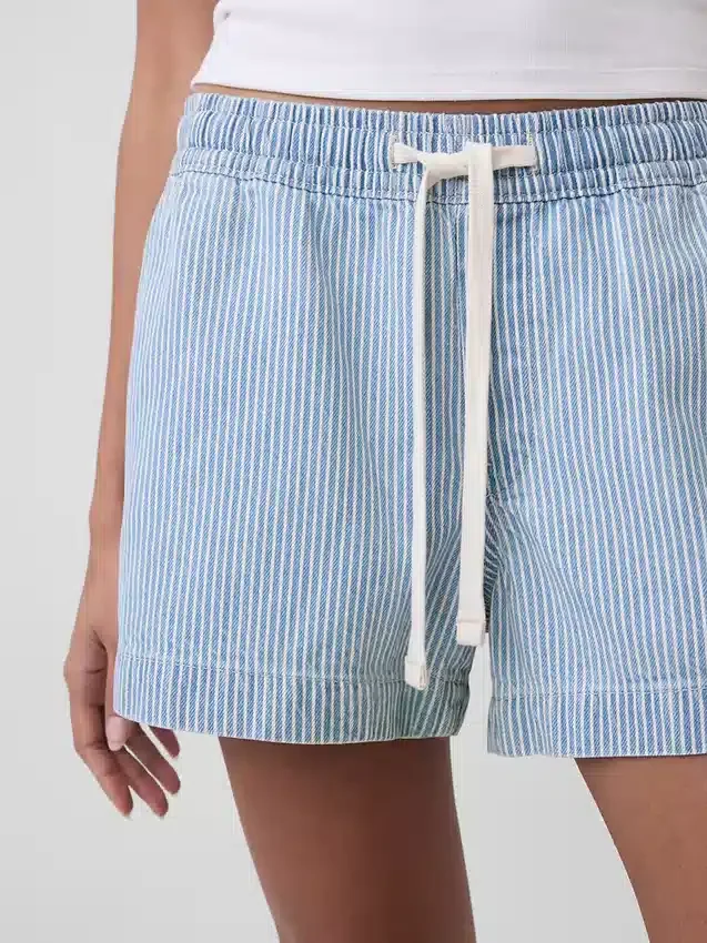 Ultrazachte denimkorte broek met strepen
