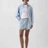Ultrazachte denimkorte broek met strepen