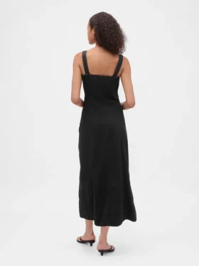 Ultrazachte maxi-jurk van denim met ritssluiting aan de voorkant