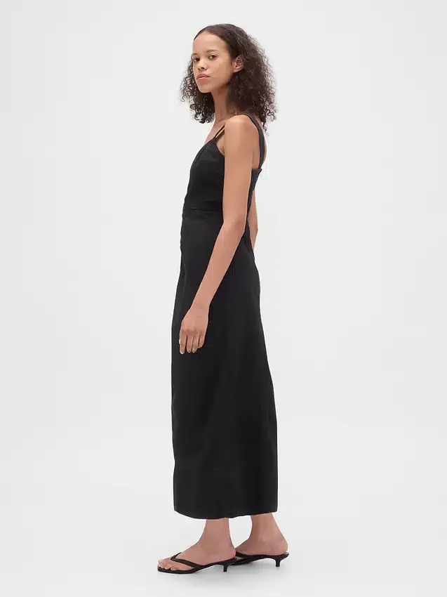 Ultrazachte maxi-jurk van denim met ritssluiting aan de voorkant