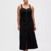 Ultrazachte maxi-jurk van denim met ritssluiting aan de voorkant