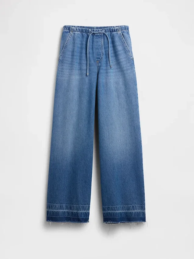 Ultrazachte, ruimvallende Jeans met middelhoge taille