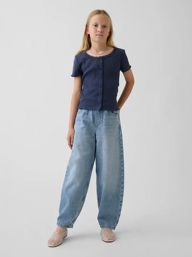 Ultrazachte, ruimvallende Jeans met taps toelopende pijpen voor kinderen