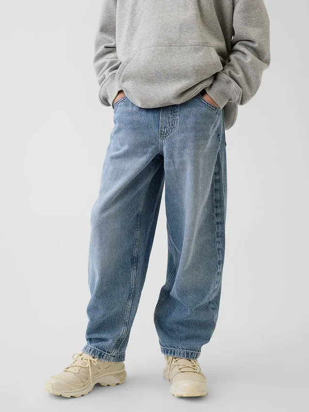 Ultrazachte, ruimvallende Jeans met taps toelopende pijpen voor kinderen