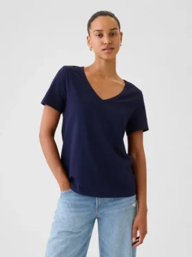 V-hals T-shirt van biologisch katoen (Vintagesoft)