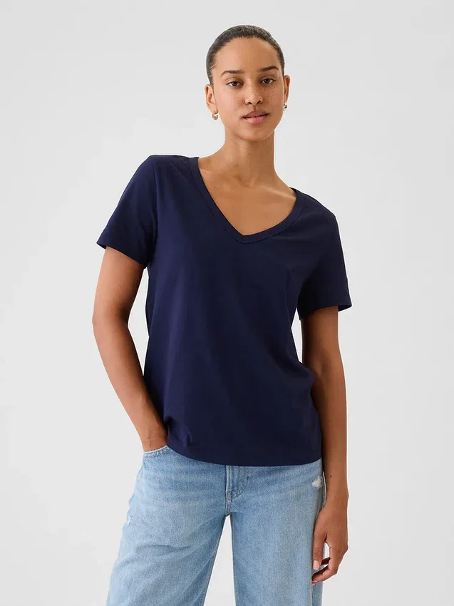 V-hals T-shirt van biologisch katoen (Vintagesoft)