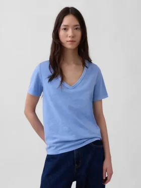 V-hals T-shirt van biologisch katoen (Vintagesoft)