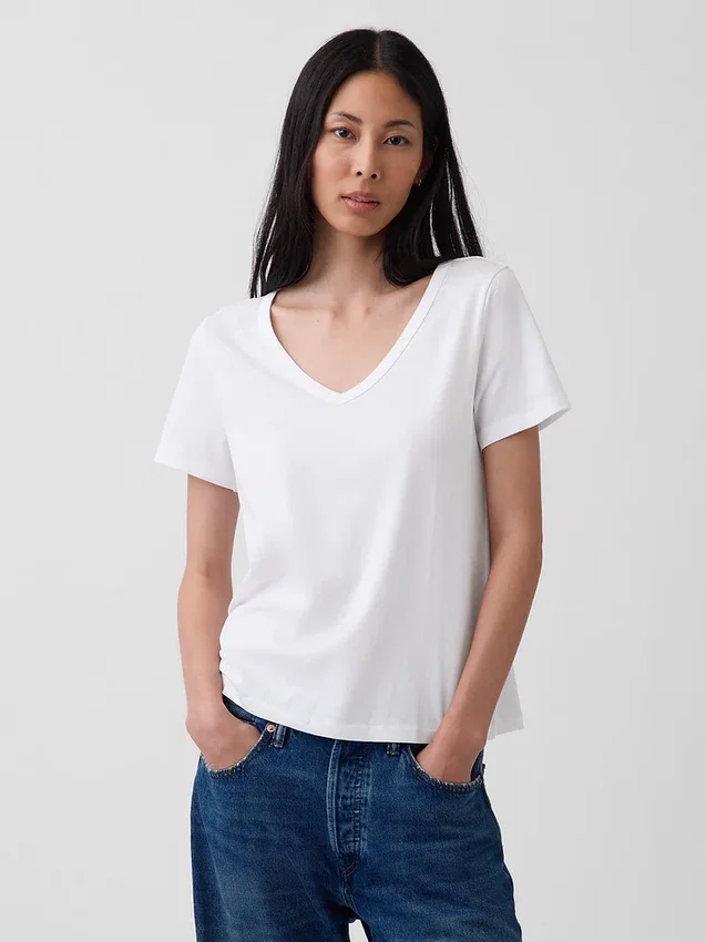 V-hals T-shirt van biologisch katoen (Vintagesoft)