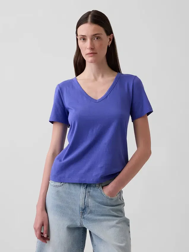 V-hals T-shirt van biologisch katoen (Vintagesoft)