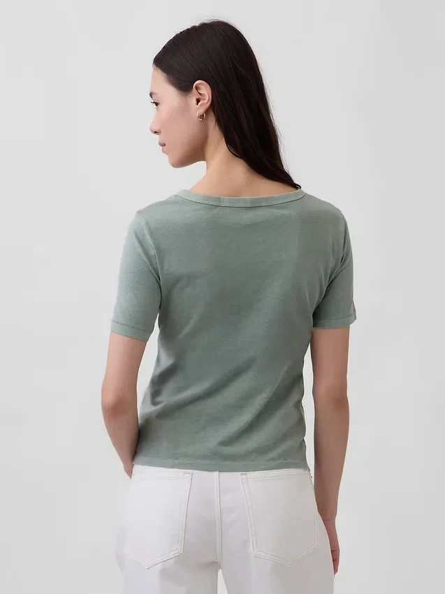 V-hals T-shirt van biologisch katoen (Vintagesoft)
