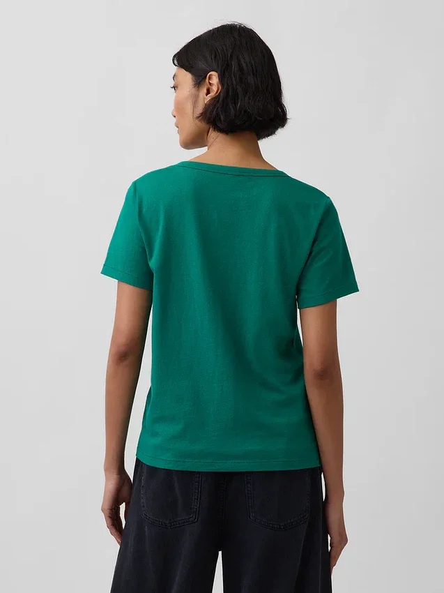 V-hals T-shirt van biologisch katoen (Vintagesoft)