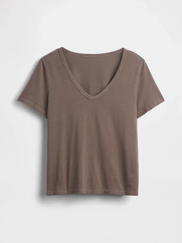 V-hals T-shirt van biologisch katoen (Vintagesoft)