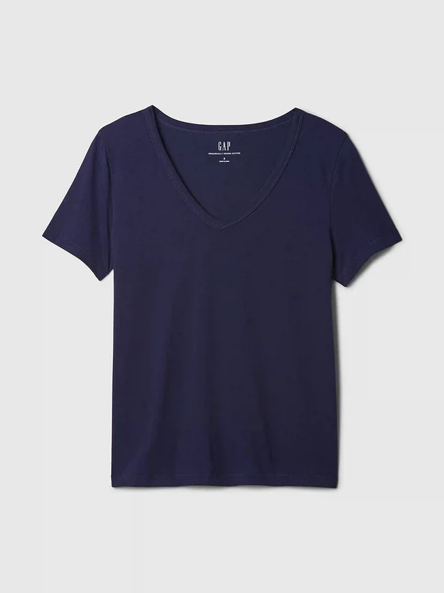 V-hals T-shirt van biologisch katoen (Vintagesoft)