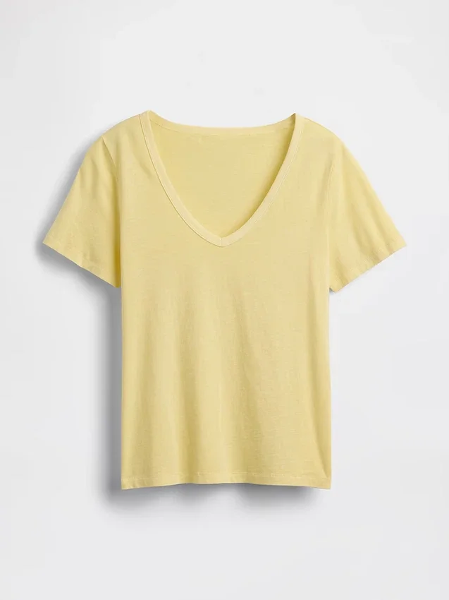V-hals T-shirt van biologisch katoen (Vintagesoft)